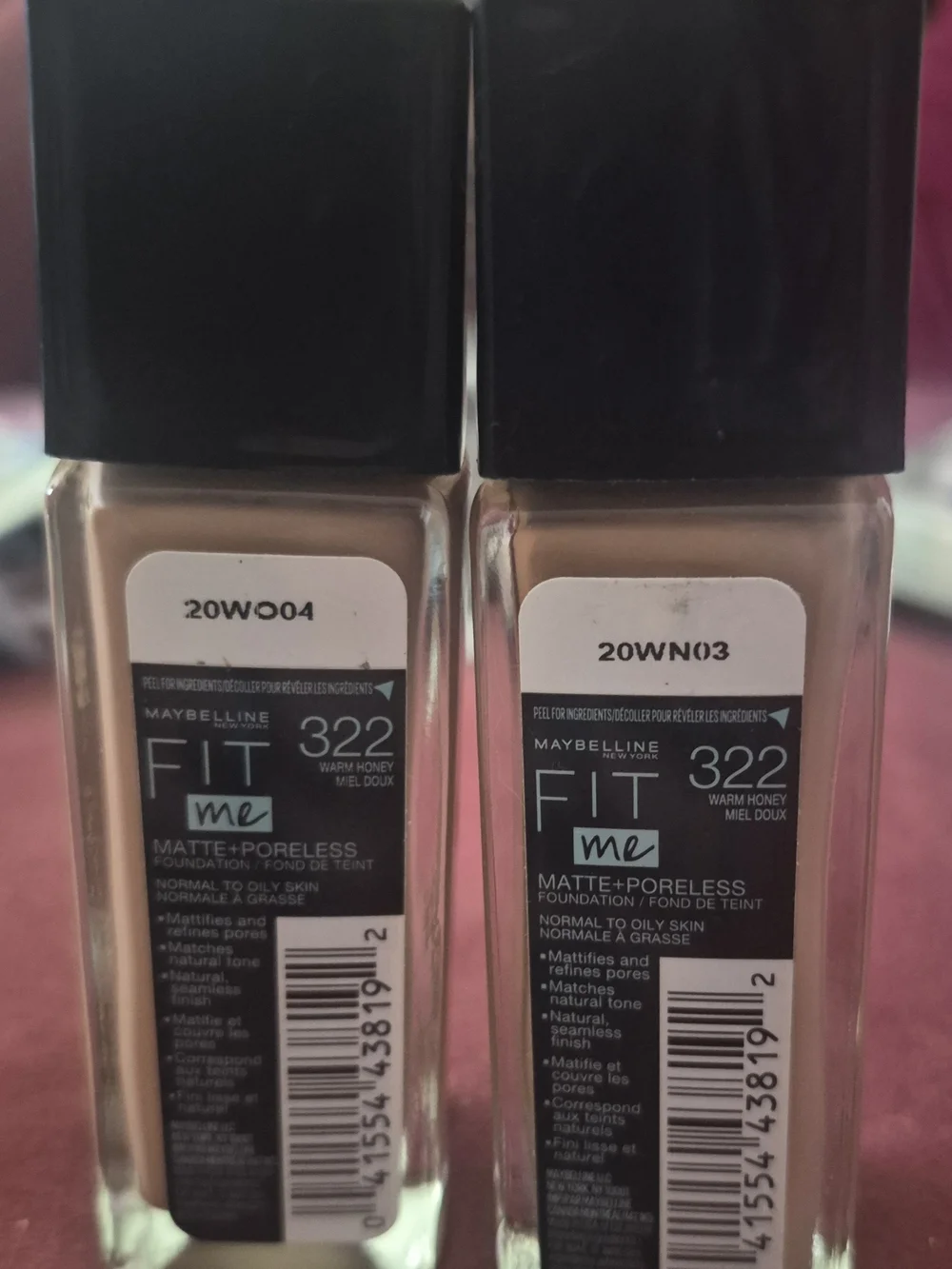 New- 2 Maybelline Fit Me Matte + Poreless Foundation - Warm Honey #322  & 1 -#30